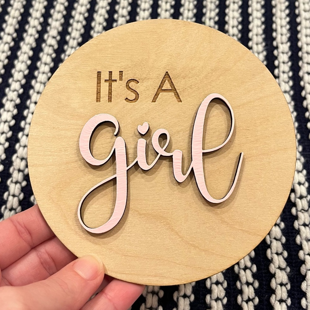 Newborn It’s A Girl Sign | Surprise Gender Reveal Announcement | Social Media